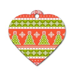 Christmas Tree Ugly Sweater Pattern Dog Tag Heart (one Side) by allthingseveryone