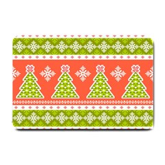 Christmas Tree Ugly Sweater Pattern Small Doormat  by allthingseveryone