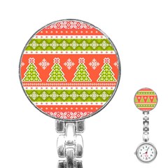 Christmas Tree Ugly Sweater Pattern Stainless Steel Nurses Watch by allthingseveryone