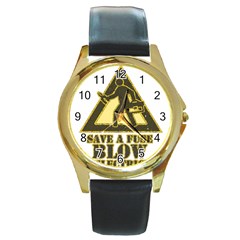 Save A Fuse Blow An Electrician Round Gold Metal Watch