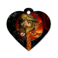 Funny Giraffe With Helmet Dog Tag Heart (one Side) by FantasyWorld7