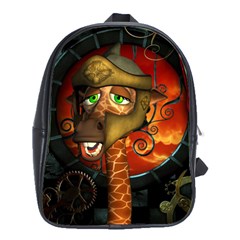 Funny Giraffe With Helmet School Bag (large) by FantasyWorld7