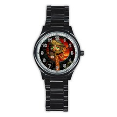 Funny Giraffe With Helmet Stainless Steel Round Watch by FantasyWorld7