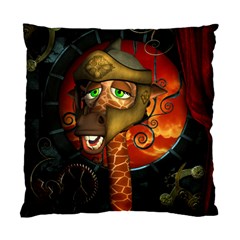 Funny Giraffe With Helmet Standard Cushion Case (two Sides) by FantasyWorld7