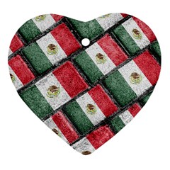 Mexican Flag Pattern Design Heart Ornament (two Sides) by dflcprints