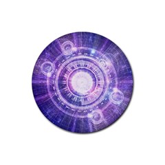 Blue Fractal Alchemy Hud For Bending Hyperspace Rubber Coaster (round)  by jayaprime