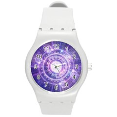 Blue Fractal Alchemy Hud For Bending Hyperspace Round Plastic Sport Watch (m) by jayaprime