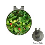 Christmas Season Floral Green Red Skimmia Flower Hat Clips with Golf Markers Front