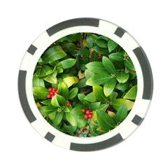 Christmas Season Floral Green Red Skimmia Flower Poker Chip Card Guard (10 Pack) by yoursparklingshop