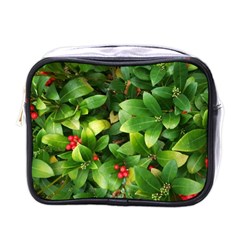 Christmas Season Floral Green Red Skimmia Flower Mini Toiletries Bags by yoursparklingshop