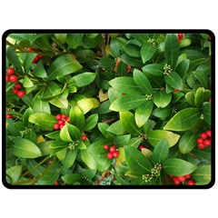 Christmas Season Floral Green Red Skimmia Flower Fleece Blanket (large)  by yoursparklingshop