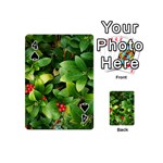 Christmas Season Floral Green Red Skimmia Flower Playing Cards 54 (Mini)  Front - Spade4