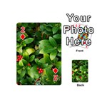 Christmas Season Floral Green Red Skimmia Flower Playing Cards 54 (Mini)  Front - Diamond2