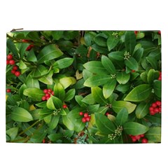 Christmas Season Floral Green Red Skimmia Flower Cosmetic Bag (xxl)  by yoursparklingshop