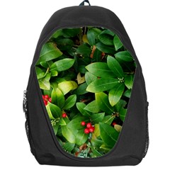 Christmas Season Floral Green Red Skimmia Flower Backpack Bag by yoursparklingshop