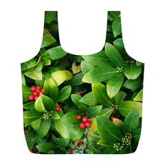 Christmas Season Floral Green Red Skimmia Flower Full Print Recycle Bags (l)  by yoursparklingshop