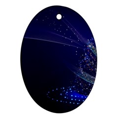 Christmas Tree Blue Stars Starry Night Lights Festive Elegant Oval Ornament (Two Sides)