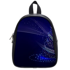 Christmas Tree Blue Stars Starry Night Lights Festive Elegant School Bag (Small)