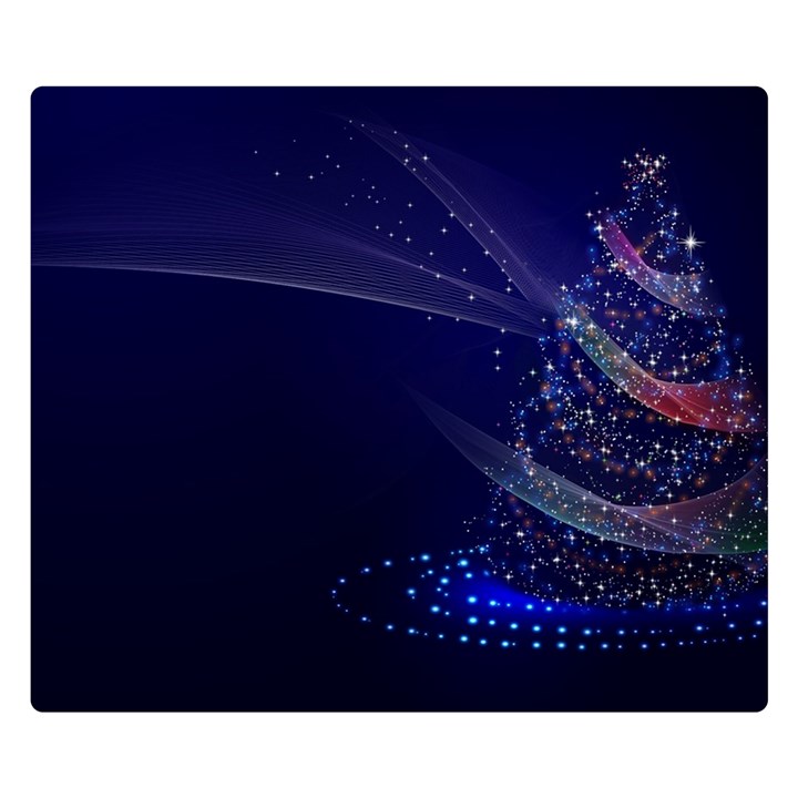 Christmas Tree Blue Stars Starry Night Lights Festive Elegant Double Sided Flano Blanket (Small) 