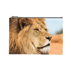 Big Male Lion Looking Right Cosmetic Bag (large)  by Ucco