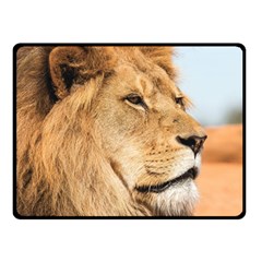 Big Male Lion Looking Right Double Sided Fleece Blanket (small)  by Ucco