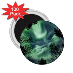 Northern Lights In The Forest 2 25  Magnets (100 Pack)  by Ucco