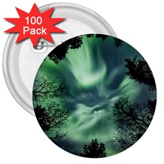 Northern Lights In The Forest 3  Buttons (100 Pack)  by Ucco