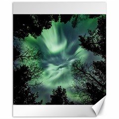 Northern Lights In The Forest Canvas 11  X 14   by Ucco