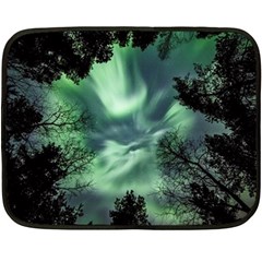 Northern Lights In The Forest Fleece Blanket (mini)