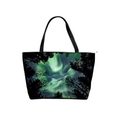 Northern Lights In The Forest Shoulder Handbags