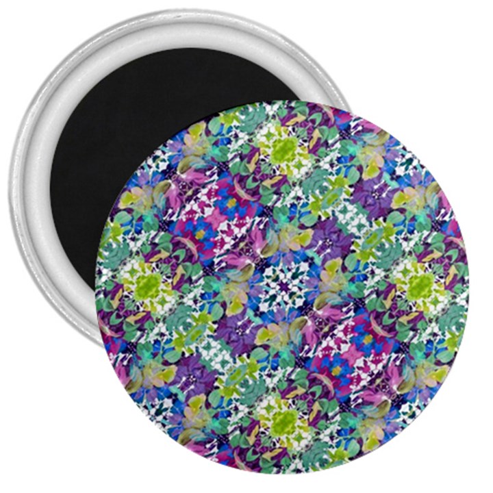 Colorful Modern Floral Print 3  Magnets