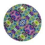 Colorful Modern Floral Print Round Ornament (Two Sides) Back