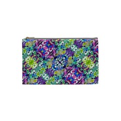 Colorful Modern Floral Print Cosmetic Bag (small)  by dflcprints