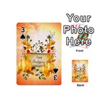 Happy Thanksgiving With Pumpkin Playing Cards 54 (Mini)  Front - Spade3