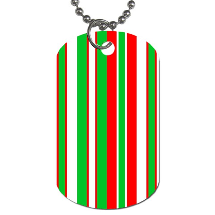 Christmas Holiday Stripes Red Dog Tag (Two Sides)