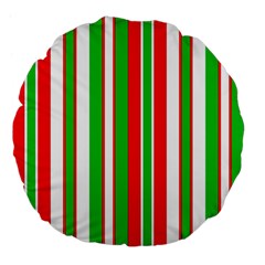 Christmas Holiday Stripes Red Large 18  Premium Flano Round Cushions by Celenk