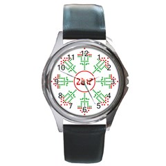 Snowflake Graphics Date Year Round Metal Watch