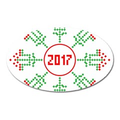 Snowflake Graphics Date Year Oval Magnet by Celenk