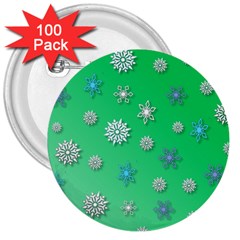 Snowflakes Winter Christmas Overlay 3  Buttons (100 Pack)  by Celenk