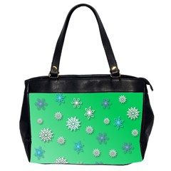 Snowflakes Winter Christmas Overlay Office Handbags (2 Sides)  by Celenk