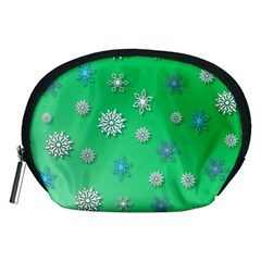 Snowflakes Winter Christmas Overlay Accessory Pouches (medium)  by Celenk