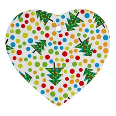 Pattern Circle Multi Color Heart Ornament (two Sides) by Celenk