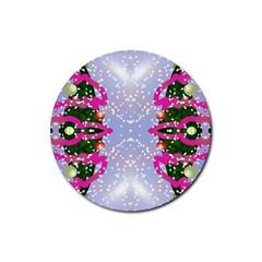 Seamless Tileable Pattern Design Rubber Round Coaster (4 Pack) 