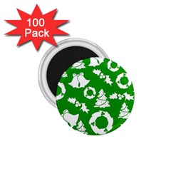 Green White Backdrop Background Card Christmas 1.75  Magnets (100 pack) 