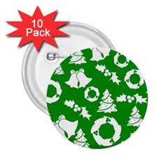 Green White Backdrop Background Card Christmas 2.25  Buttons (10 pack) 