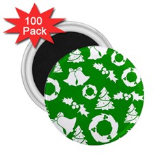 Green White Backdrop Background Card Christmas 2 25  Magnets (100 Pack)  by Celenk