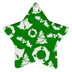 Green White Backdrop Background Card Christmas Star Ornament (Two Sides) Back