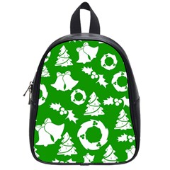 Green White Backdrop Background Card Christmas School Bag (Small)