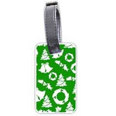 Green White Backdrop Background Card Christmas Luggage Tags (One Side) 