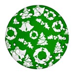 Green White Backdrop Background Card Christmas Ornament (Round Filigree) Front